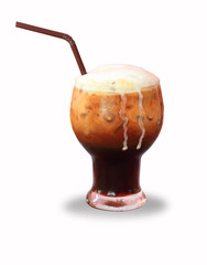 coffee with ice cream on white background .
