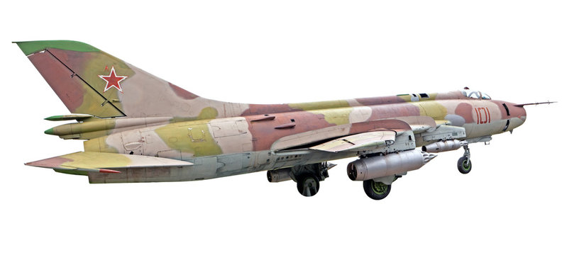 The su-25 plane isolated on a white background