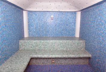 The Turkish bath which has been laid out by a ceramic tile