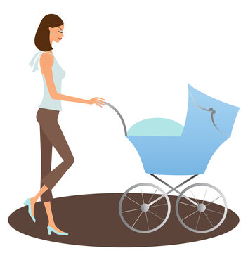 young mother with a buggy