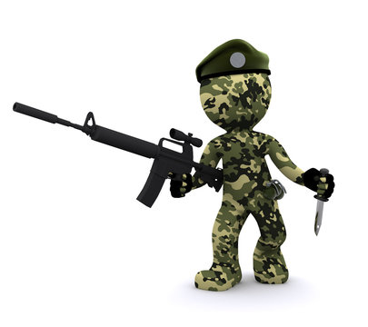 3d soldier textured with camouflage