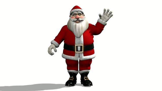 Cartoon Santa Claus waving his hand.