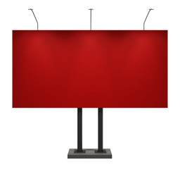 Billboard, red, isolated on white with clipping path