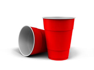 A render of generic plastic cups on white background