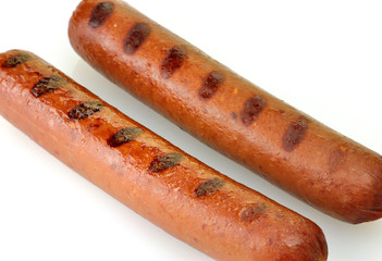 grilled polish sausages close up