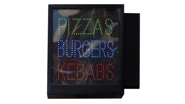 Pizza Burger Kebab sign