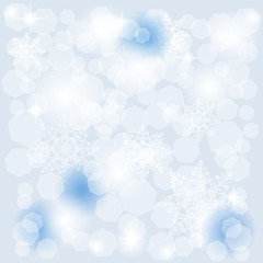 Abstract background with snowflakes and lights