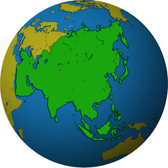 asia on globe map