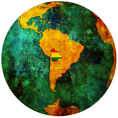 bolivia flag on globe map