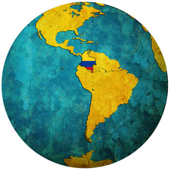 colombia flag on globe map