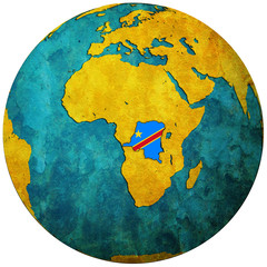 congo flag on globe map