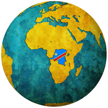 Congo Flag On Globe Map