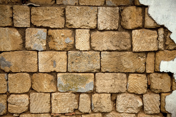 Close-up view at old brick wall.