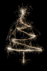 Christmas tree from a gold sparkler