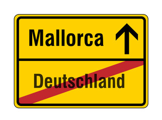 Schild Mallorca Deutschland Gelb