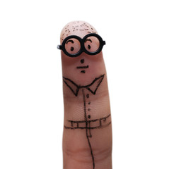 Fingers with eyes representing funny figures isolated on white