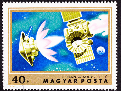 Hungarian Postage Stamp Mars Bound Space Probe Rocket Seperation