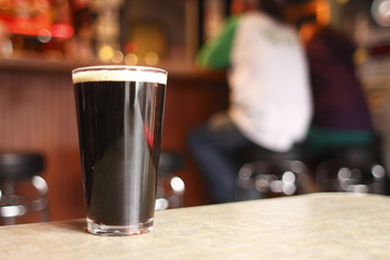 Dark beer at a tavern