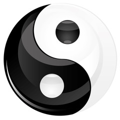 Yin yan glitter sign isolated on white, vector illustration