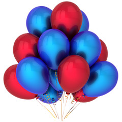 Helium balloons red and blue. Modern party decoration