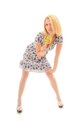 Attractive blonde with lollipop