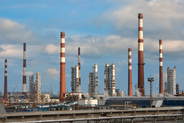Chimneys of oil refinery