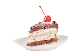 Slice of cake with cherry