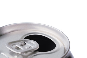 Opened aluminum can for soft drinks or beer