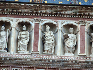 Detail of the facade of Orvieto Cathedral. (