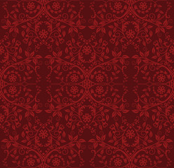 Seamless red floral wallpaper