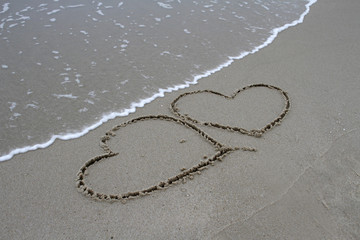 Herzen im Sand