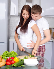 couple cooking together