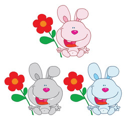 Bunny Rabbit Holding A Flower Collection