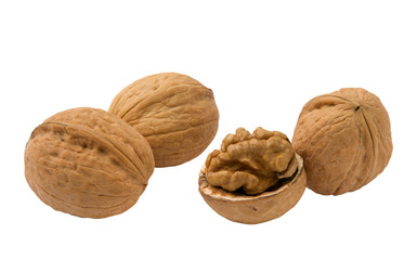 three whole and half walnuts