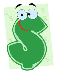 Green Dollar Cartoon Character