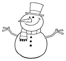 Outlined Friendly Snowman