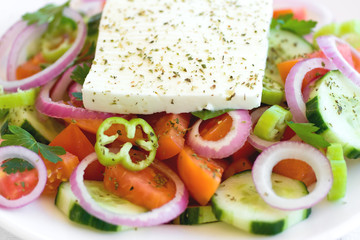 Traditional Greek salad closeup