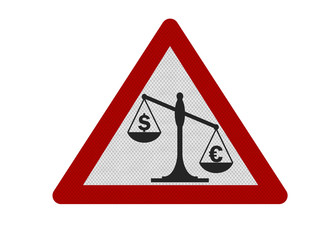 Photo realistic 'Dollar versus Euro' sign, isolated on white