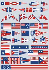 Obraz premium Red & blue flags collection