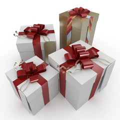 3d christmas gift boxes with tag
