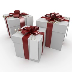 3d christmas gift boxes with tag