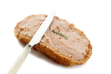 slice bread with paté-fetta di pane con paté