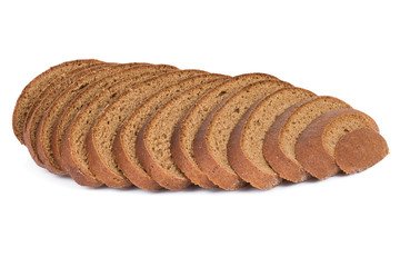 sliced loaf of bread isolated on white