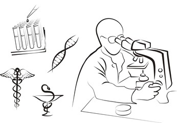 bacteriology  and genetics concept isolated set