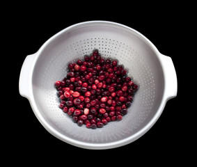 Cranberries in colander