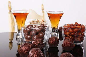 Almond liquor and almond snacks