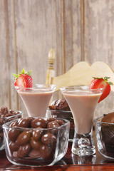 Chocolate cream liquor and assorted cocoa treats