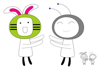 Abstract playing dolls