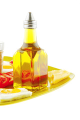 Obraz na płótnie Canvas tomatoes, olive oil, fried eggs