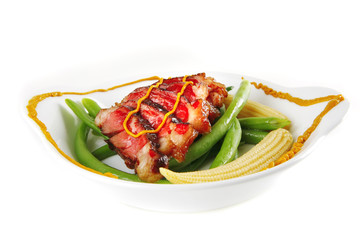 roast meat served with mustard